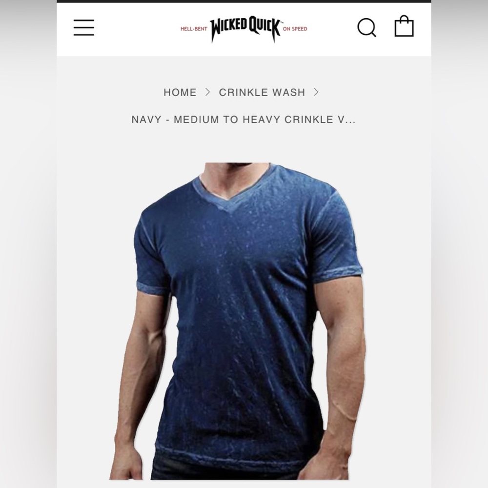 Wicked Quick men’s v neck crinkle T-shirt